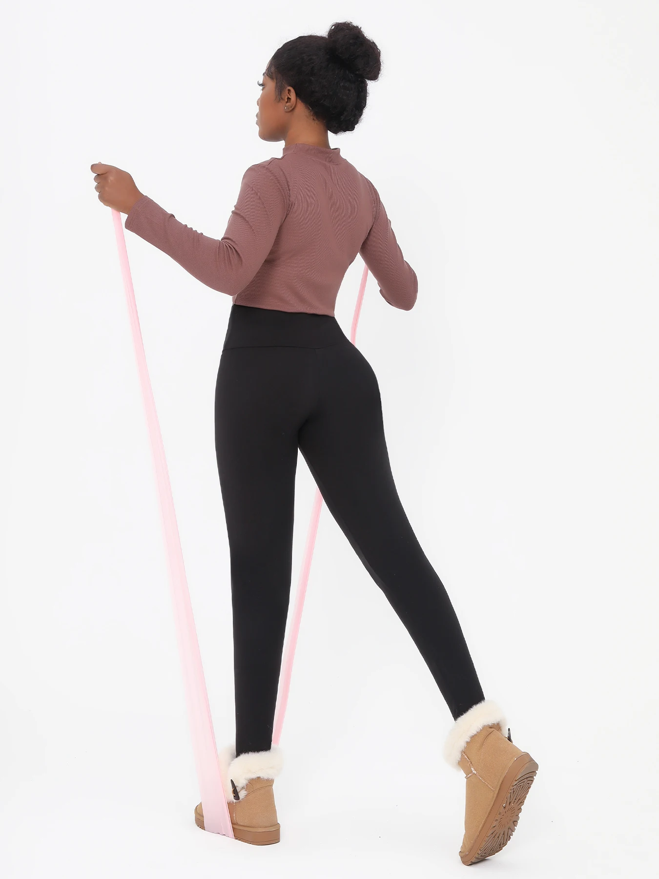 Womens Thermal Fleece Lined High Waisted Leggings. Workout Winter Warm Thick Tights Soft Yoga Pants