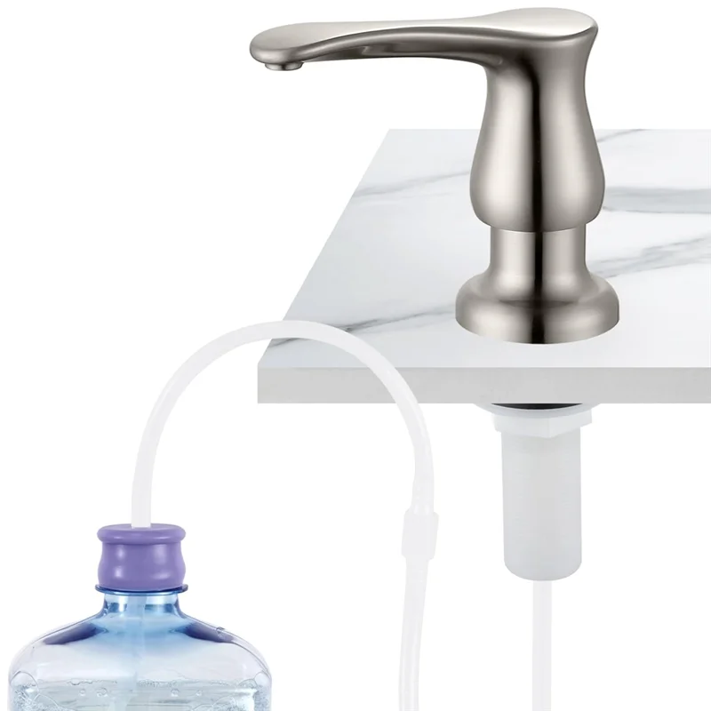 Kitchen Sink Soap Dispenser Brushed Nickel,Under-Sink Soap Dispenser with Silicone Extension Tube Kit