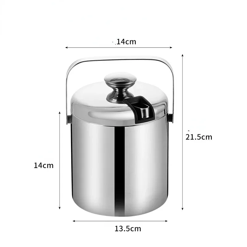 Ice Bucket with Tongs Double 1.3L Wall Strainer Handle Home Bar Parties Beer Champagne Stainless Steel Chilling Cooler Buckets