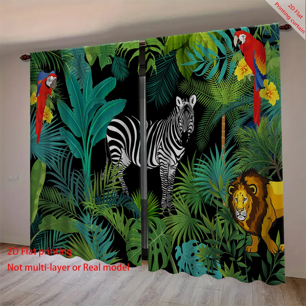 

Tropical animal and plant printed curtains, dormitory, office, bedroom, living room, sunshade window decoration, home decoration