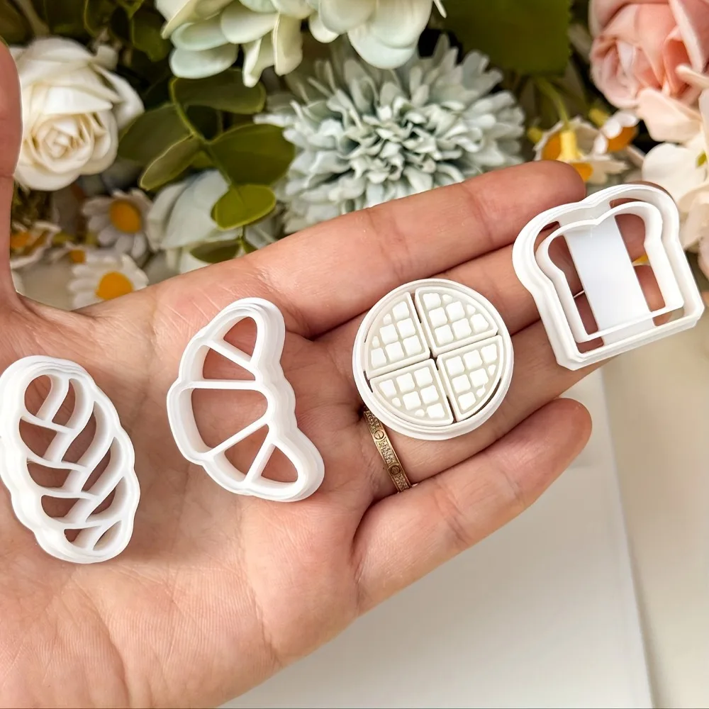 4Pcs Bread Themed Cookie Cutter Set, Croissant, Toast, Waffle & Braided Bread Molds for Baking, Fondant & Christmas Gifts view 3