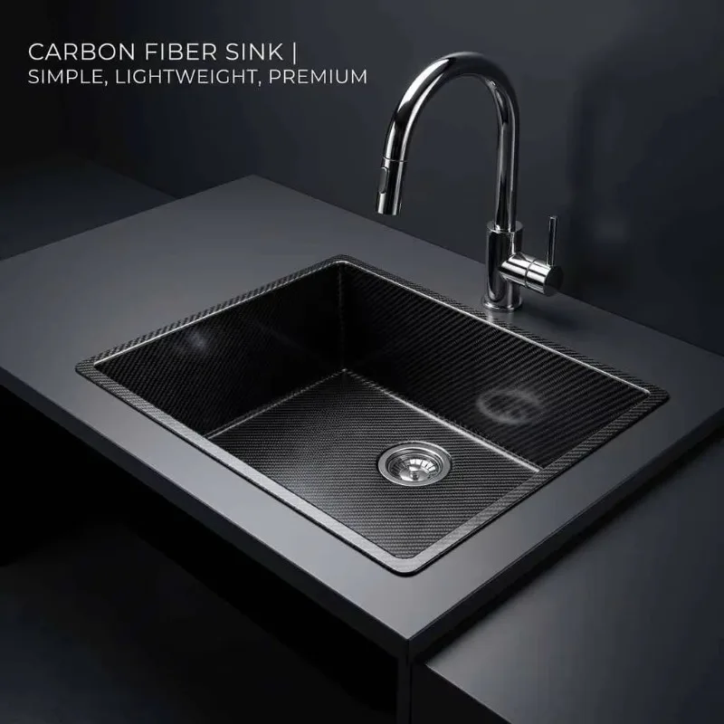 Premium Marine Grade T700 Carbon Fiber Kitchen Sink for Boat and Caravan Interior p002