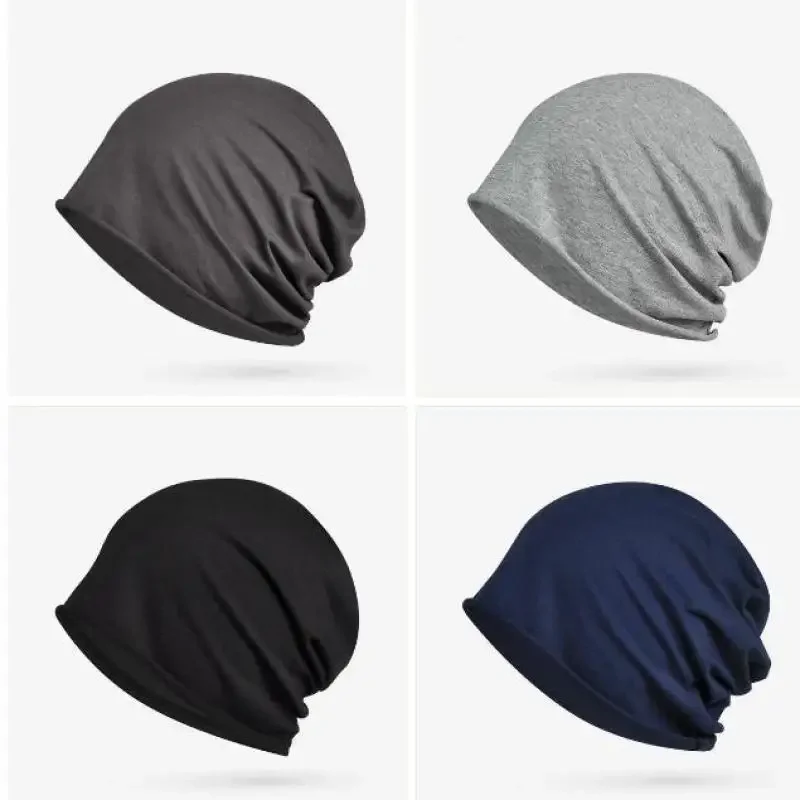 Hats Beanies For Men Women Unisex Autumn Summer Beanie Cotton Solid Color Elastic Bonnet Hip Hop Baggy Cap Male Female Thin