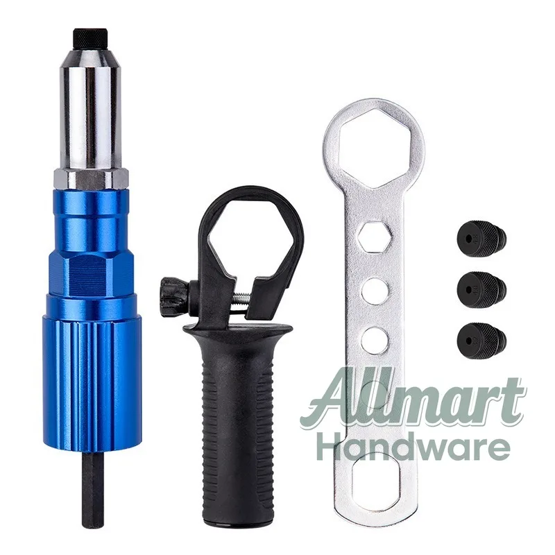 Drill-Powered Rivet Nut Gun Adapter, Aluminum Blind Rivet Puller Head, Multifunctional Riveting Tool