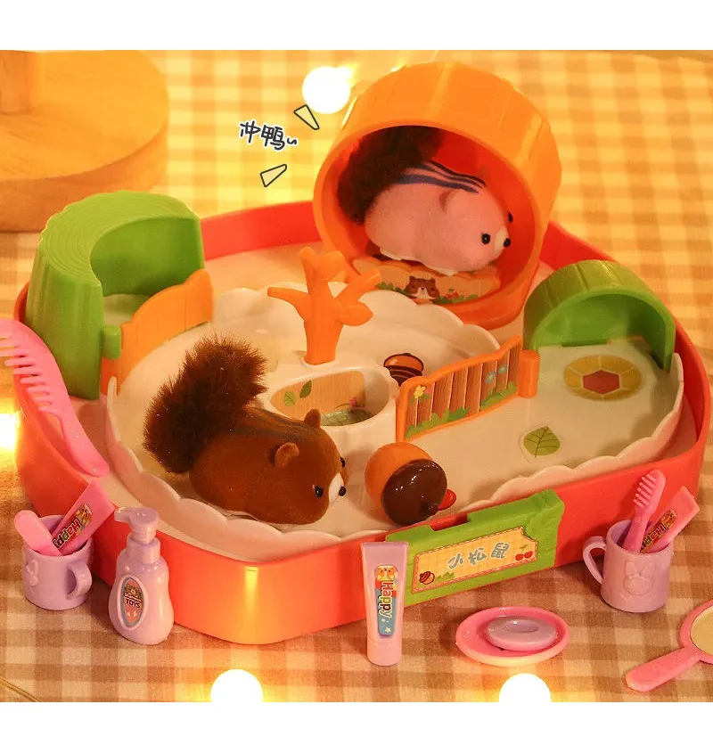 Simulation Cute Electric Squirrel Doll Play House Battery Powered Squirrel House Simulation Cute Electric Squirrel Doll