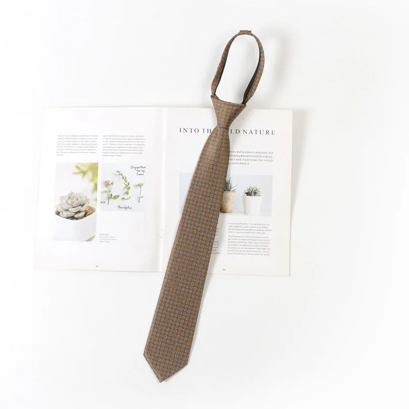 남성용 새 페이즐리 지퍼 넥타이 8CM 솔리드 스트라이프 물방울 무늬 실크 넥타이 남성 웨딩 지퍼 넥타이 블루 레이지 타이