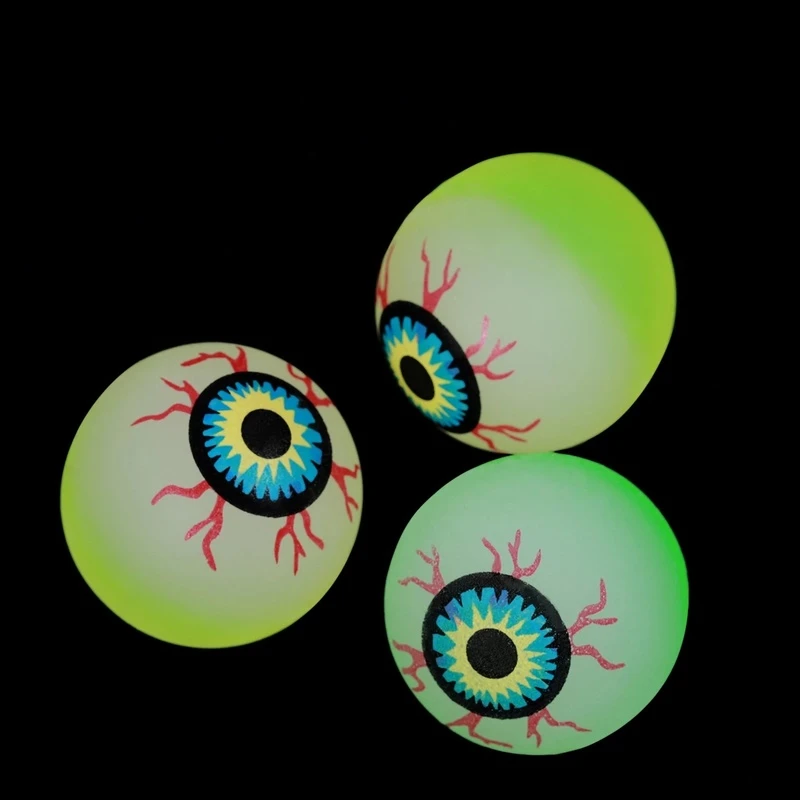 10pcs Bouncing Balls Halloween Glowing Eyeball Toys Doll Eyes for DIY Toys Eyes Funny Bouncy Eyeballs Halloween Party Props