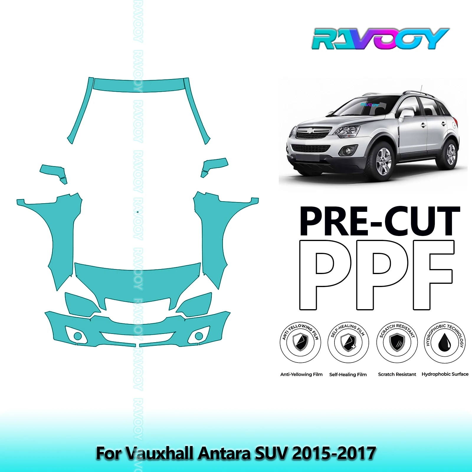 

Car Front Kit Clear Bra Precut PPF Paint Protection Film For Vauxhall Antara SUV 2015-2017