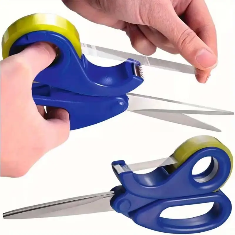 2 In 1 Scissors And Cutter With Tape Dispenser Multipurpose Paper Roll Cutter For Gift Wrapping Office Use