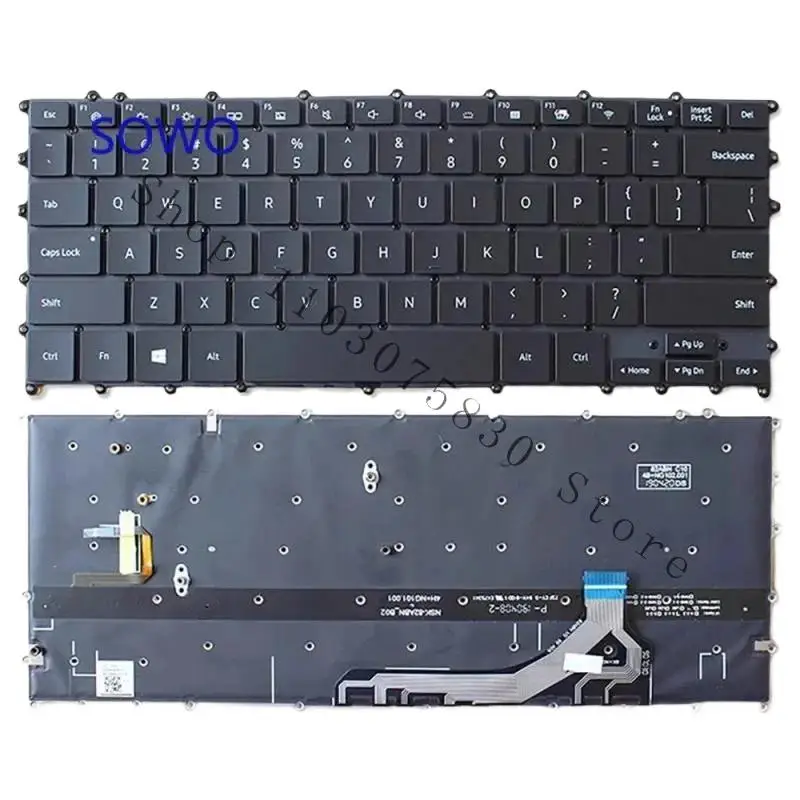 

WYORESY Новая клавиатура с подсветкой для Samsung NP 930MBE NT930MBE черная @