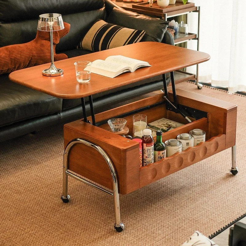 Living room can be lifted and lowered mobile folding coffee table household modern simple large capacity side table