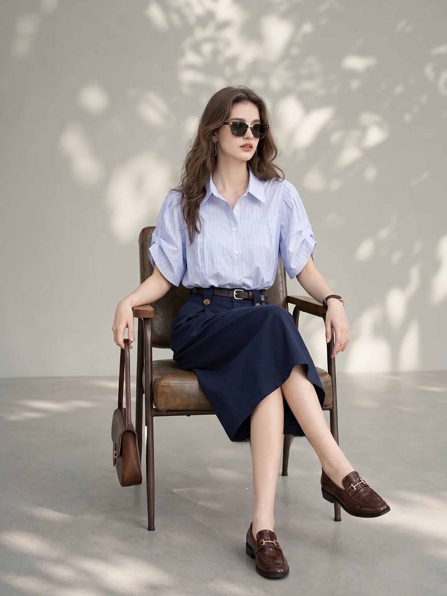 

HUAAPPUW Nautical Stripe Short Sleeve Shirt High Waist Slim Fit Halter Neck Dress Summer Fashion Set Women's Polyester Cotton...