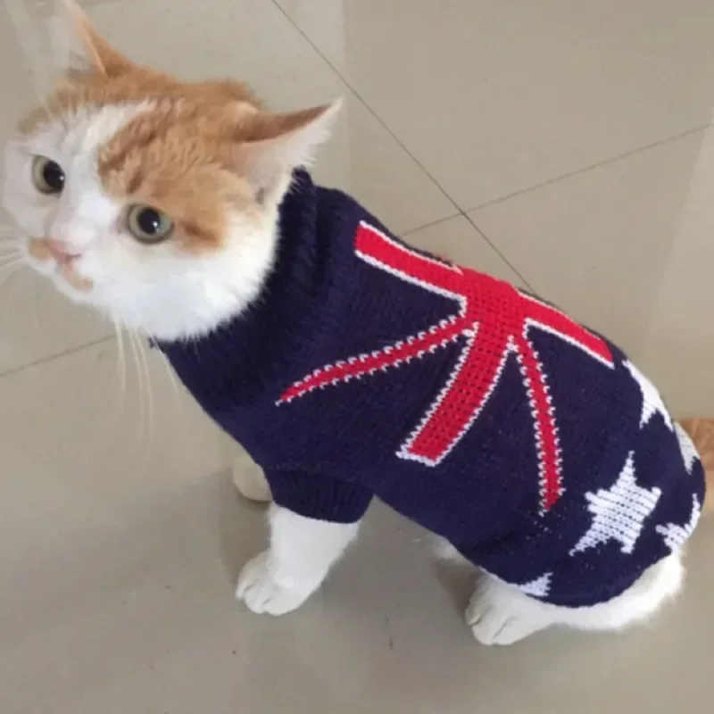 Cute Cat Sweater Costume Winter Warm Pet Clothes for Cats Pullover Mascotas Clothing Gatos Products for Animals