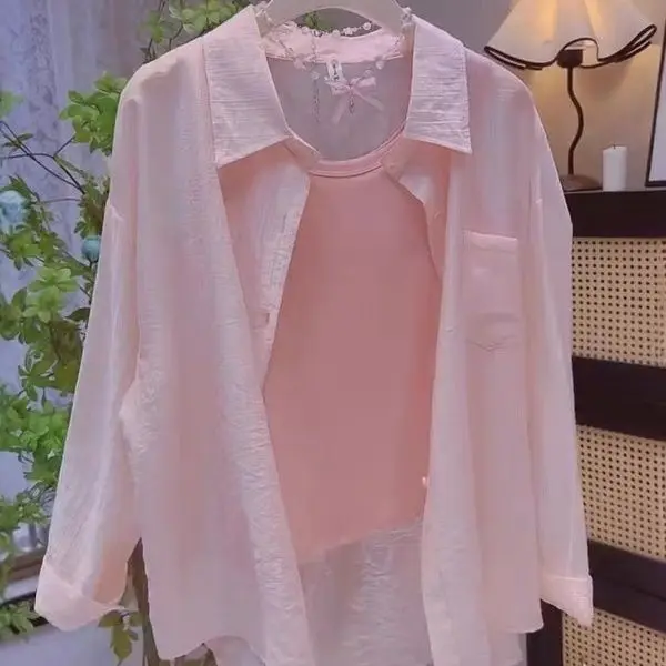 

Summer New Women's Sun Protection irt Lightweight Long Sve Loose Slimming Outerwear Top Korean Sle Commute Faion