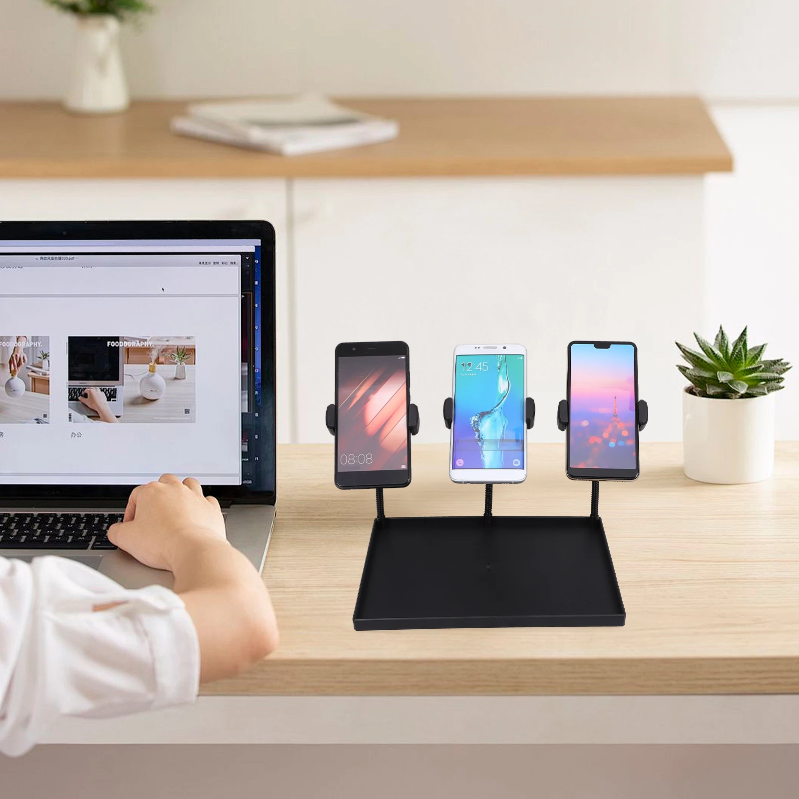

Clip- Sound Card Live Streaming Shelf Phone Holder Compatible Mic Stands Clamp-On Rack Storage Organizer For Broadcast