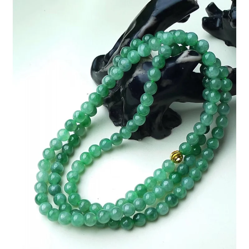 Factory Direct Wholesale Natural Myanmar a Delicate Women's Full Green Jade Necklace