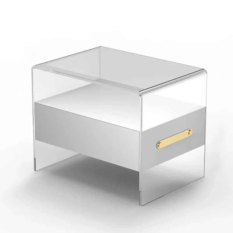 

Acrylic bedside table, simple and modern bedside shelves, simple transparent coffee table locker in household bedroom