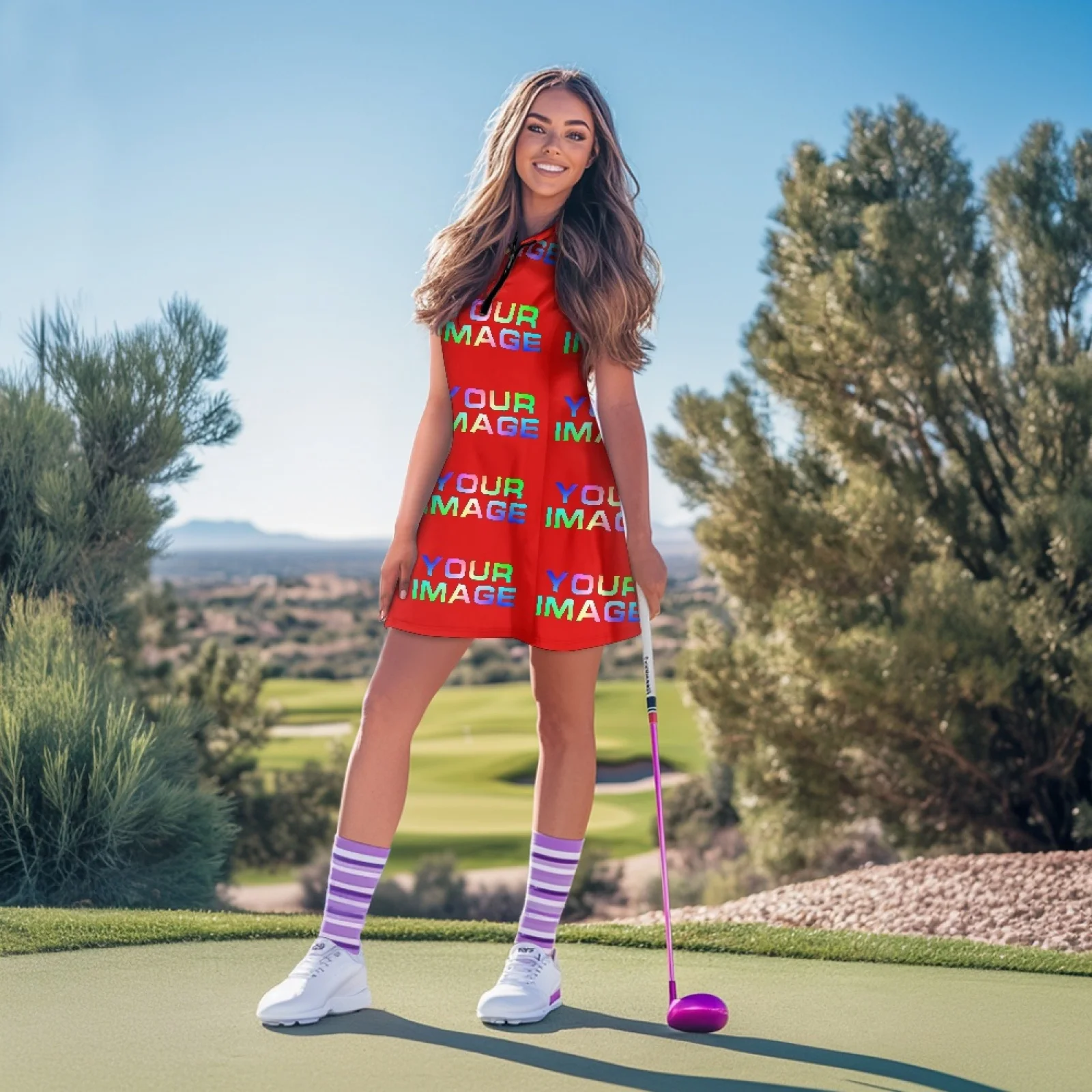 Abito personalizzato Stampa su richiesta Party Golf Girls Cartoon Immagine Design Donna Senza maniche Aderente Personalizzato Dropshipping fai da te