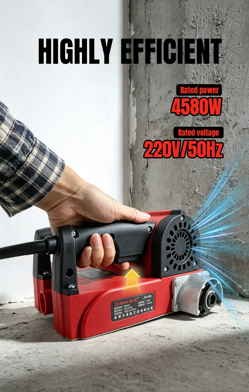Electric Wall Planer Handheld Wall Planing Machine Dust-Free Shovel Concrete Too