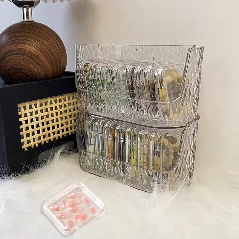 Stackable Nail Art Storage Cosmetic Lipstick Desktop Box Wearing Armor Organizer Holder Transparent Jewelry Bracelet Display Box