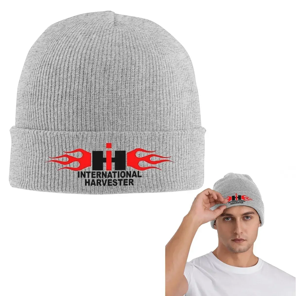 Tractor Case Logo Warm Knitted Cap Fashion Bonnet Hat Autumn Winter Outdoor Beanies Hats For Unisex Adult