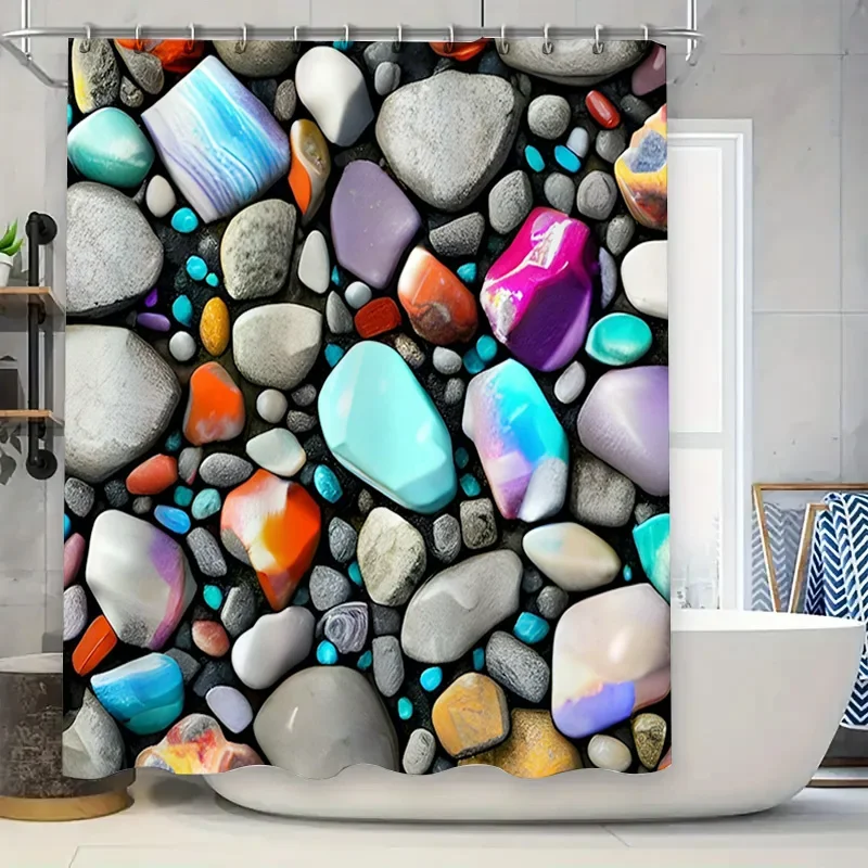 

Красочный геометрический коврик для ванной, занавеска для душа, водонепроницаемый тканевый декор, домашний коврик для ванной комнаты, большой набор для ванны