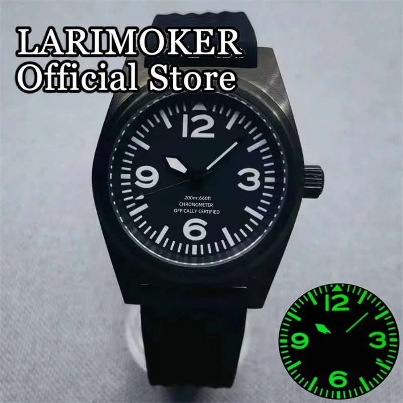 LARIMOKER 38mm NH35A PT5000 Mechanical Automatic Men Wristwatch 200M Sapphire Glass Rubber watch  Strap