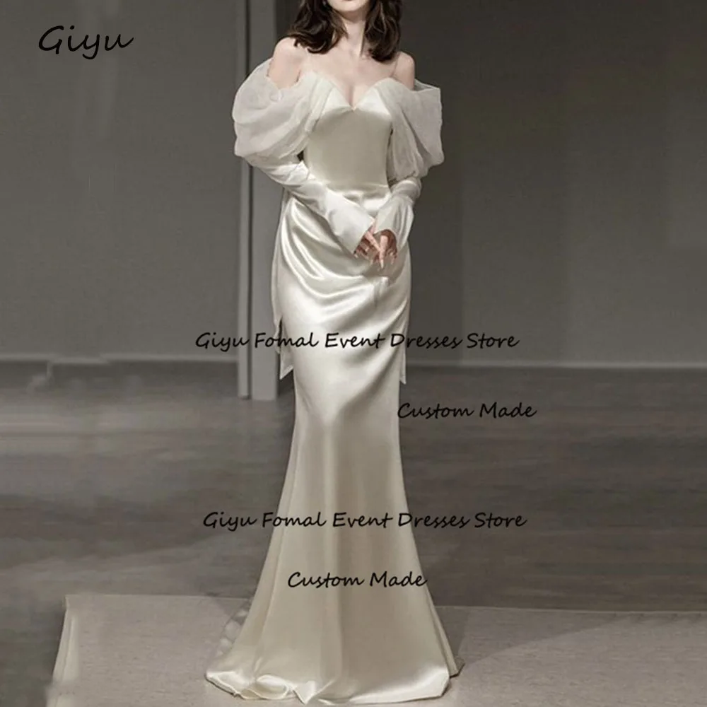 

Giyu Elegant Silk Korea Wedding Dress Photoshoot Mermaid Trumpet Floor-length Evening Gown Dress 웨딩드레스 Graduation Dresses