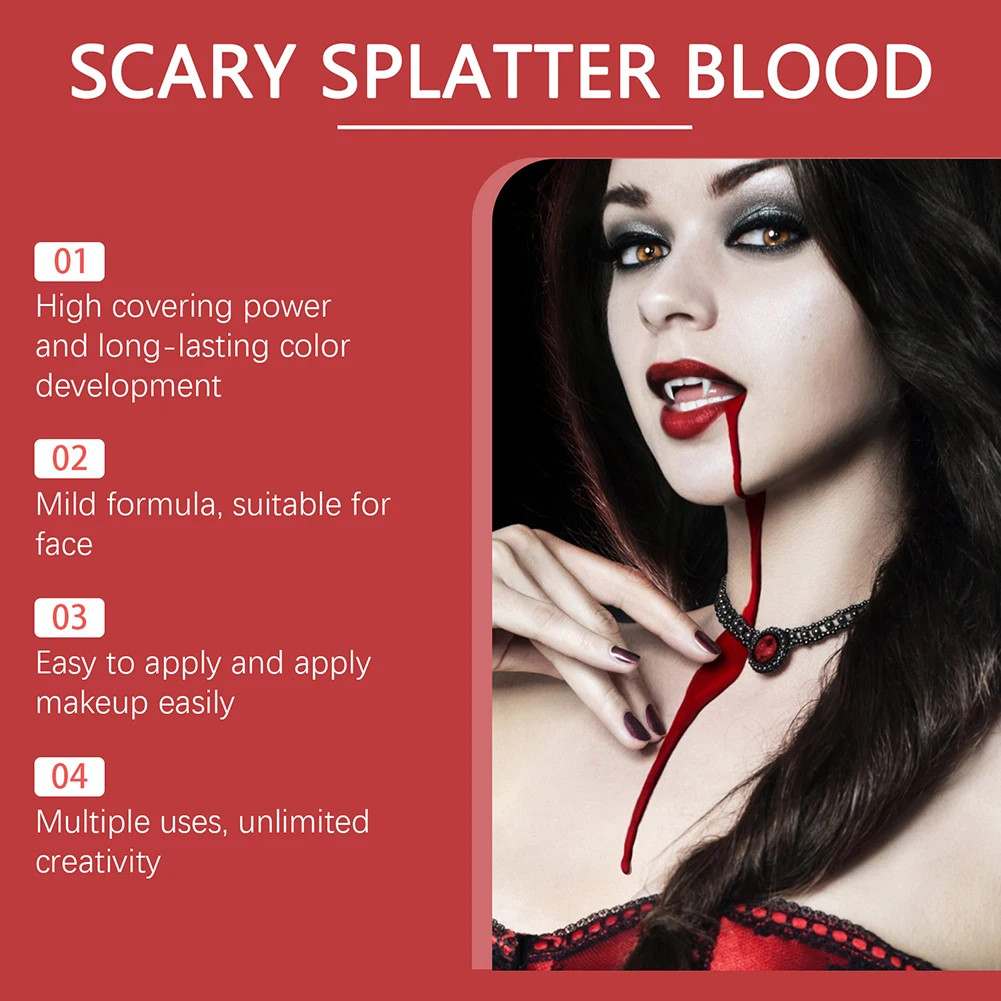 Halloween Fake Blood Makeup Kit Realistische speciale effecten Wasbare gecontroleerde bloed druipende bloedspray Set voor Zombie Vampire