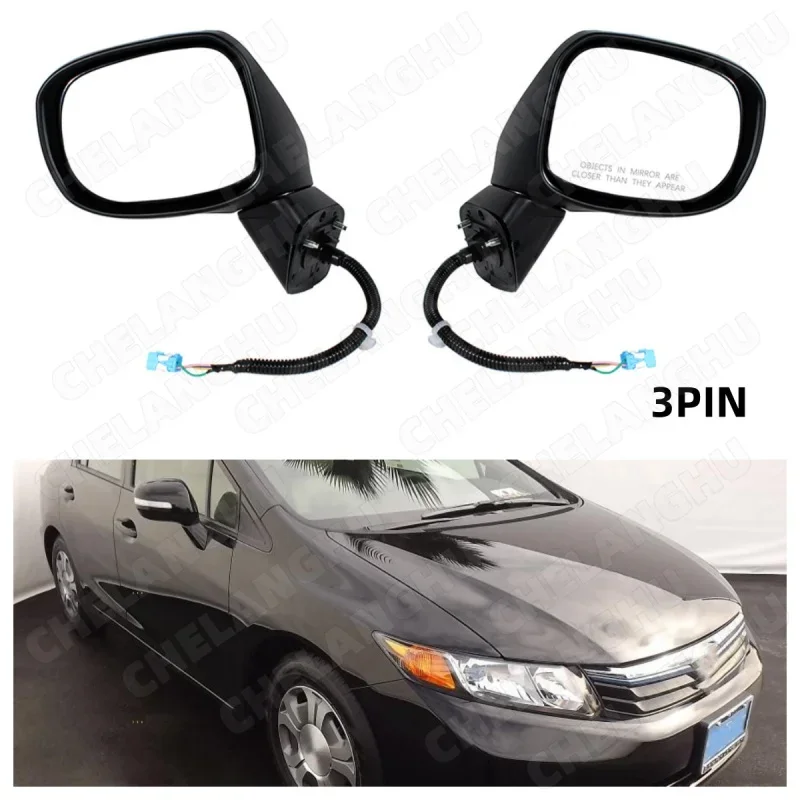 

1Pair For Honda Civic 2012 2013 US Version Car-styling Rear Mirror 5-Pin Power Adjust Black Painted Turn lamp Mirror Assembly