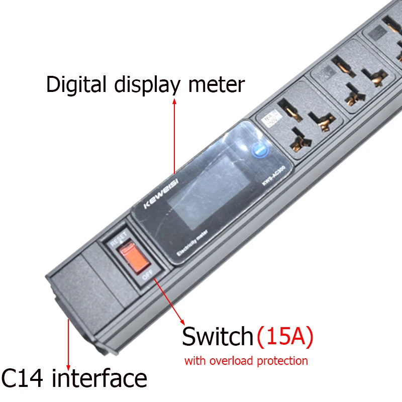 Smart Power Strip USB+Type-C Digital Ampermeter Voltmeter Ammeter Power Energy 2/3/4/5/6/7/8/9Ways 16A Universal Socket