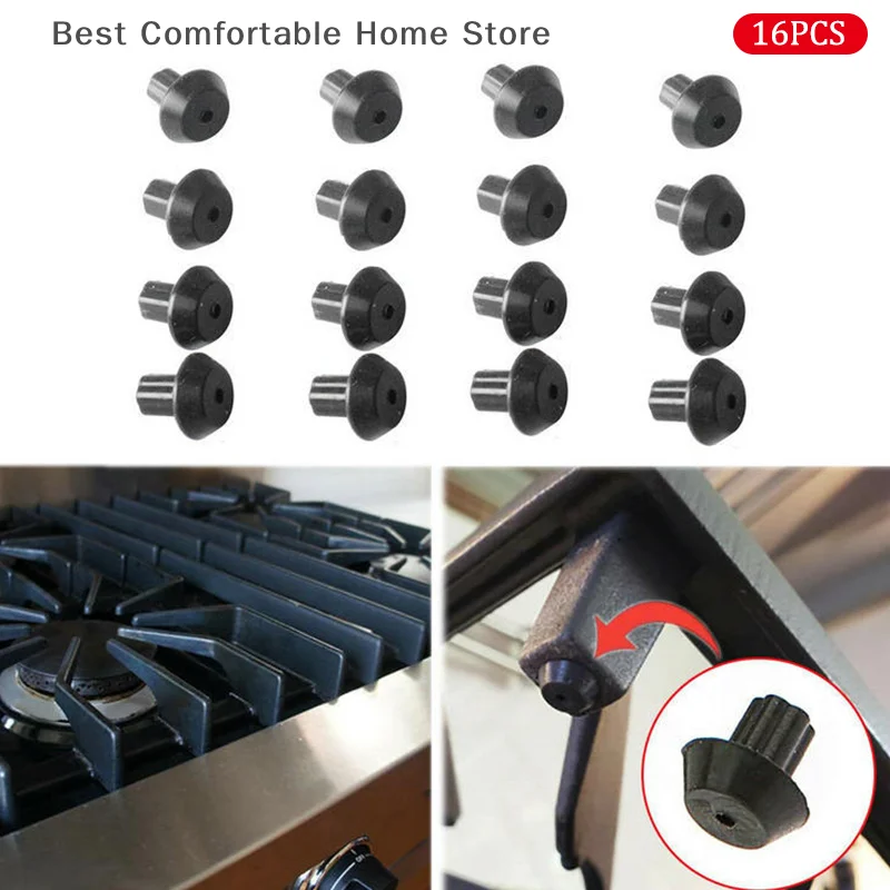 16PCS Gas Range Burner Grate Foot Compatible Stove Gas Stove Burner Foot Rubber Feet for Kitchen Gas Stove Replacement Parts