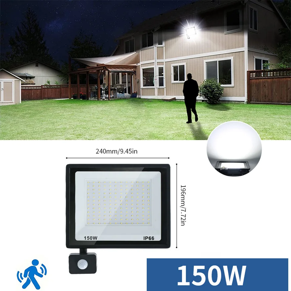 NONE LED Flutlicht Bewegungs sensor ac220v ac110v 10w-300w wasserdichter Außen projektor Außen scheinwerfer Außen lampe Wand reflektor 3