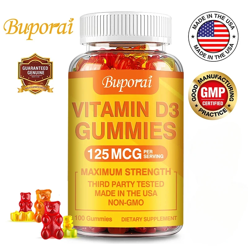 Vitamin D3 Gummies - Support Brain Heart Joint Bone Skin Hair Nail Health Antioxidant Support Immunity Boost