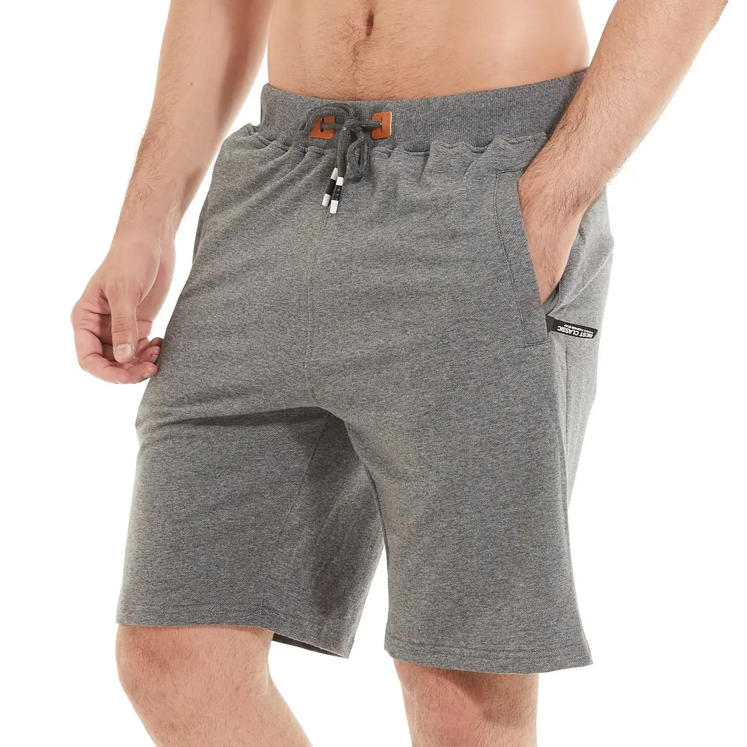 Drawstring Men's Cotton Shorts, Cozy Fit Slim Elastic Sports Shorts Man Casual Running Trendy Sweatpants Male Clothing