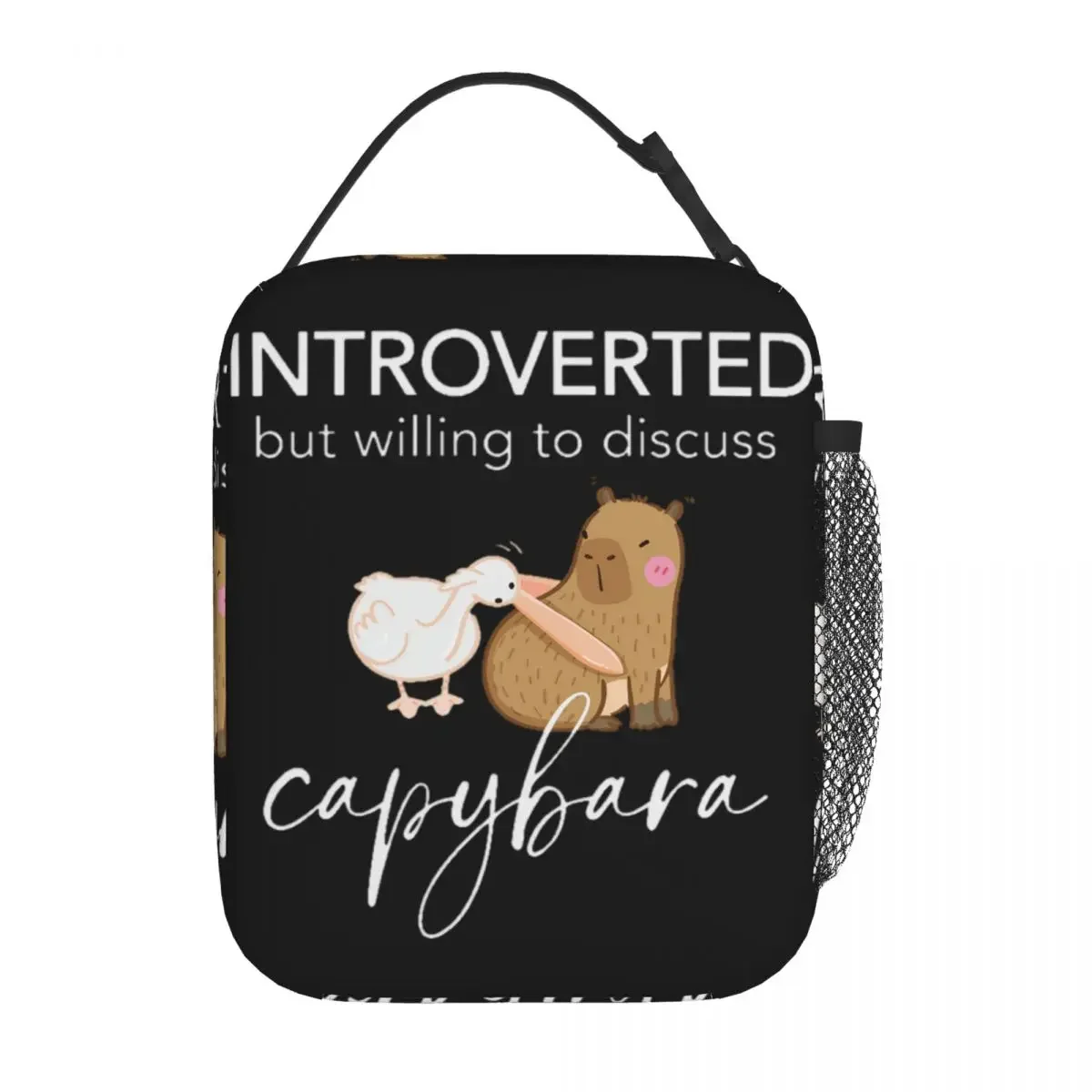 Introverted But Willing To Discuss Capybara Lunch Bag Capybara Lover Food Bag Portable Cooler Thermal Lunch Boxes For Picnic