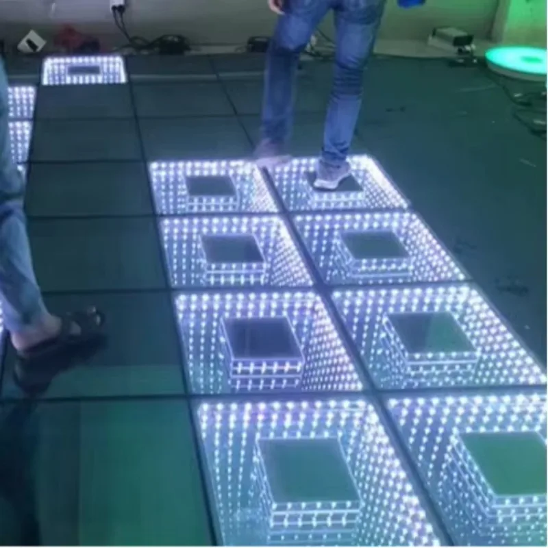 Hot Sale 3D Infinity Mirror LED Dance Floor Tiles,LED Dance Floor Mat, Disco Party Stage Decor,Wedding Bar Club Nightcourt Use