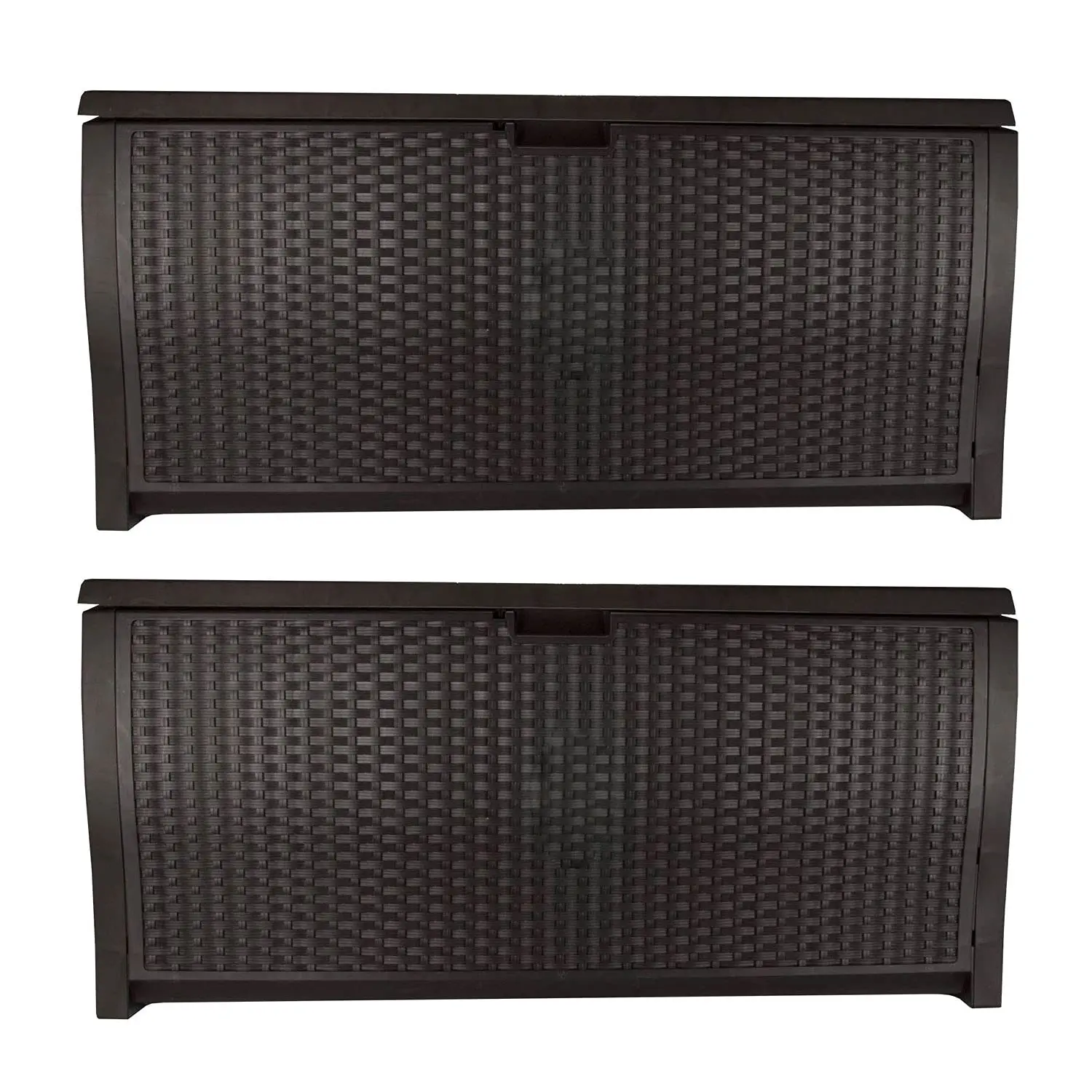99 Gallon Plastic Wicker Deck Box Container Storage for Garden, Garage, Home, Pool, Indoor and Outdoor Use, Mocha, Customized