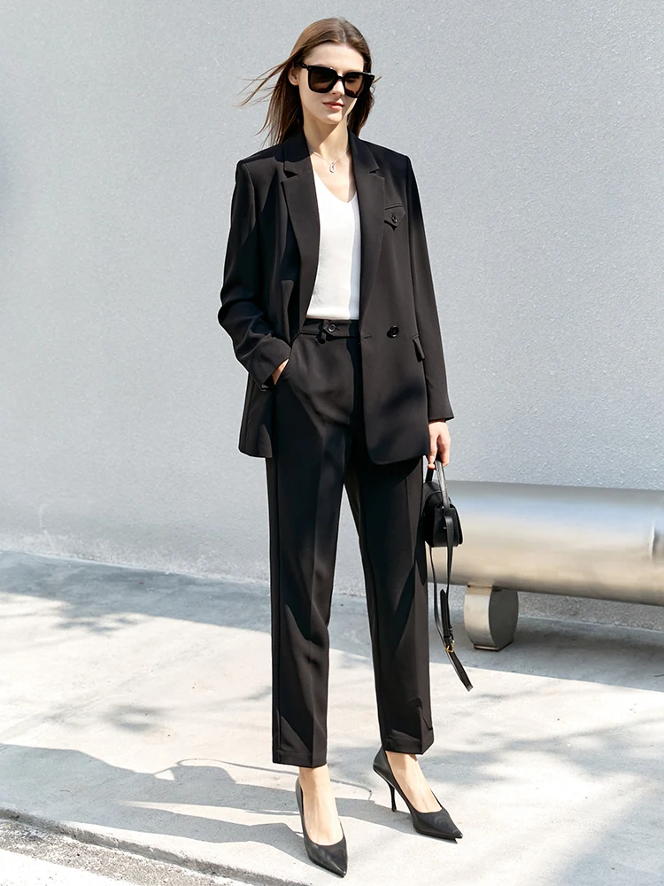 Amii Minimalism Spring Blazer Women Suit Jacket Casual High Waist Loose Pants Office Lady Business Women Sold Blazers 12240079