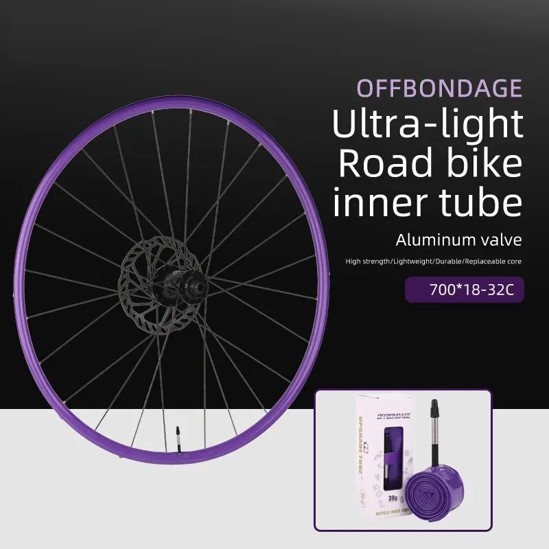 OFFBONDAGE 2PCS Ultralight 39g Bike Inner Tube 700CC Road Bicycle TPU Material Tire 65mm Length French Valve Bicycle Accessory