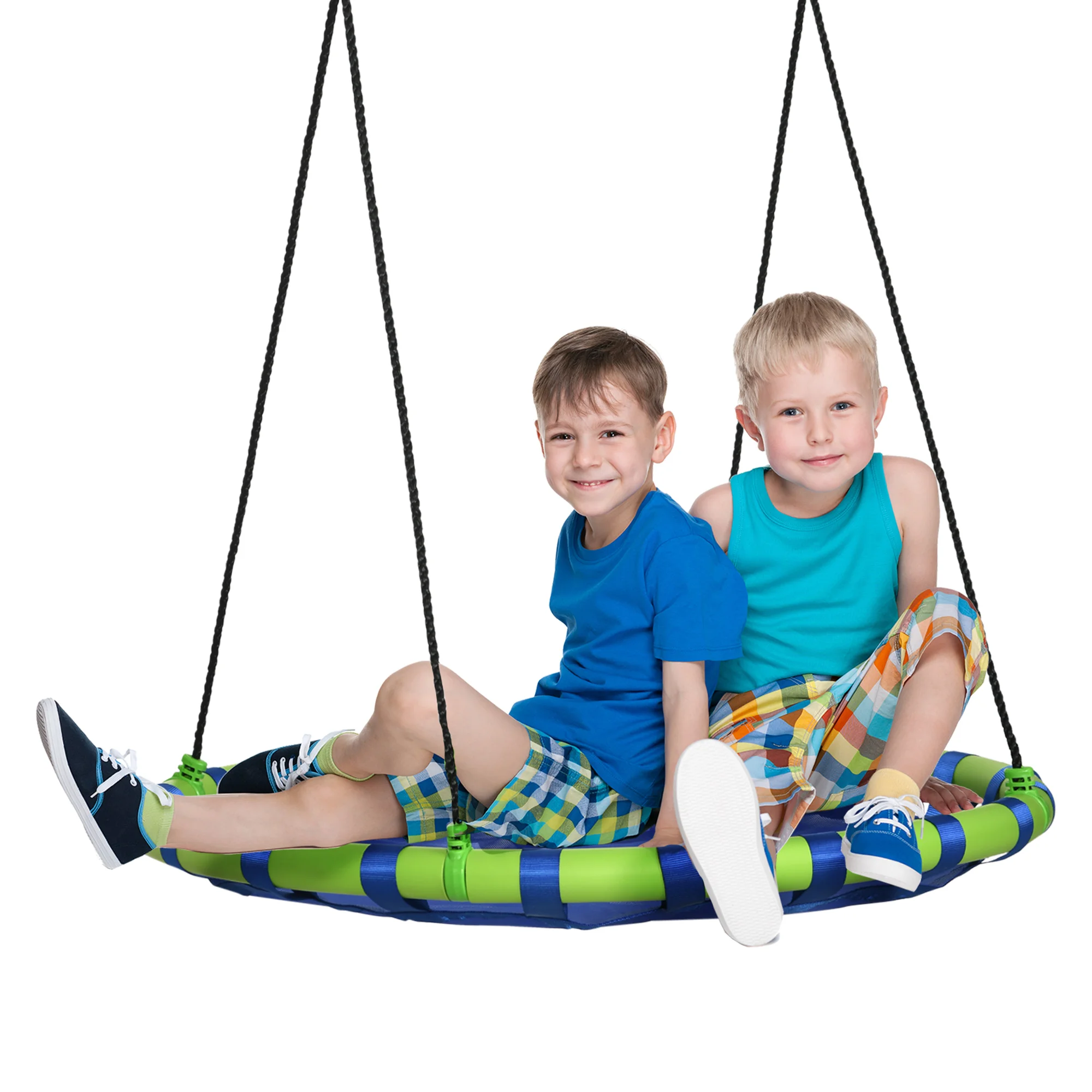 Outsunny infant swing nest height adjustable round tree swing for 3-8 year old kids 150 kg outdoor load Ø 100x120-180 cm blue