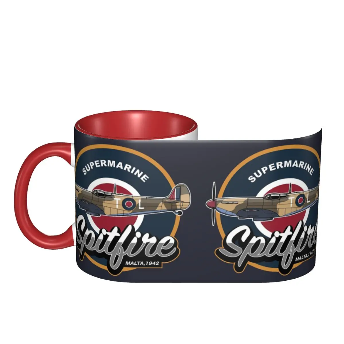 RAF Supermarine Spitfire Fighter Aircraft Plane Airplane Mug Ceramic Coffee Cups Tea Mugs Milk Cup Drinkware Gift for Friends