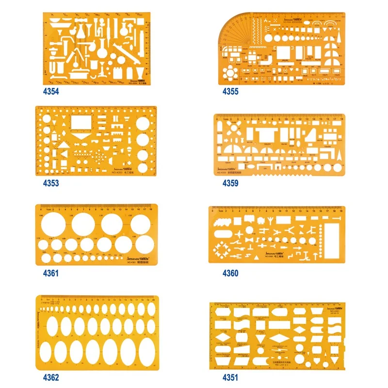 Kit de reglas de plantilla de dibujo de plástico, regla de dibujo geométrico de construcción para dibujar ilustraciones, arquitectura al por mayor