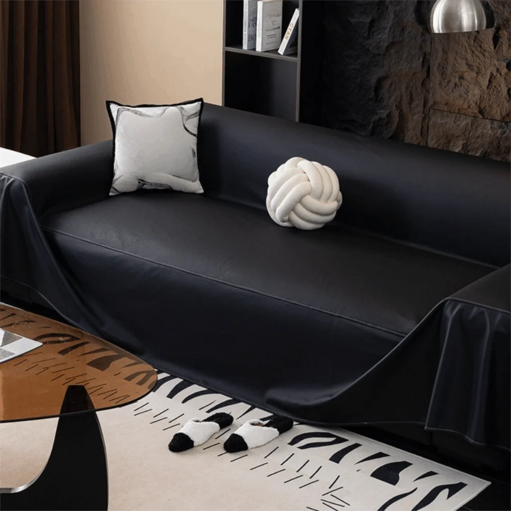 Waterproof PU Leather Sofa Cover Stain-Resistant Wear-resistant Slipcover Solid Color Anti-scratch Couch Seat Protector Kids