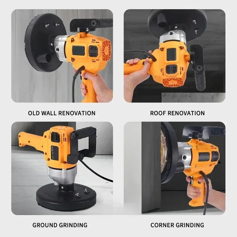 Wall Grinding Machine Industrial Floor Concrete Polishing Cement Rough Grinding Planer Dust-free Dead-end Grinder Tools 1200W