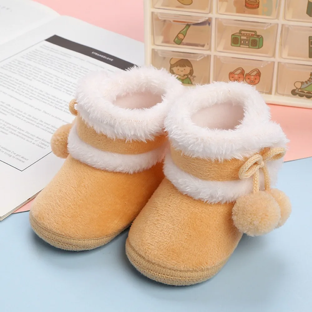 

Wear Resistant Fleece Toddler Snow Boots Soft Sole Warm Cotton Shoes Anti-Drop 0-12 Months Footwear Winter