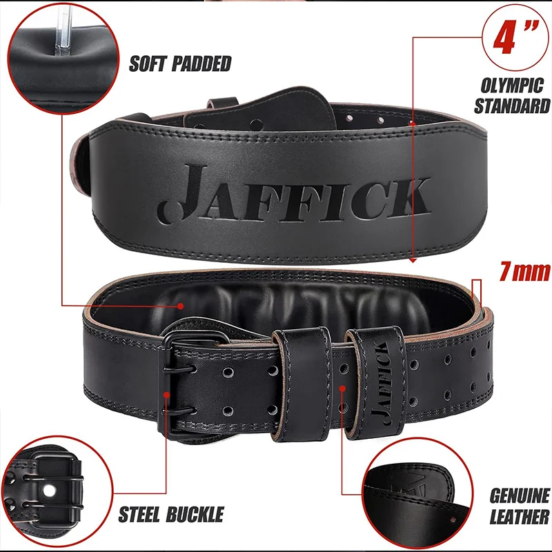 Jaffick Weight lifting Belt for 7MM Leather Pro Power Gym Belt 4 Inch Strong Stabilizing Back Support for Deadlifts Squats