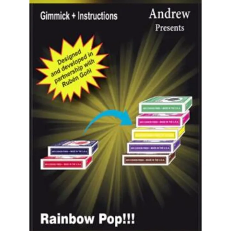 RAINBOW POP (Gimmicks and Online Instructions) By Andrew Magic Poker Card Magic Tricks Illusions Street Magia Props Deck Box Fun