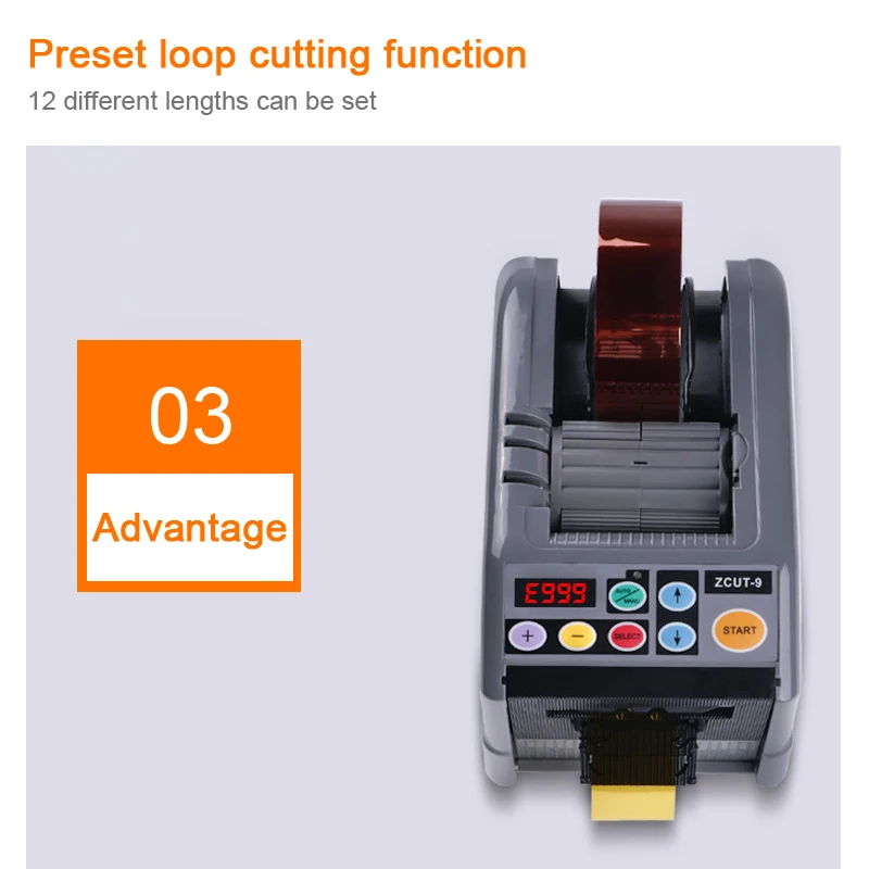 Imagem -04 - Fita Máquina de Corte Distribuidor Automático Dupla Face Fita Adesiva Cortador Máquina de Embalagem Corte Zcut-9