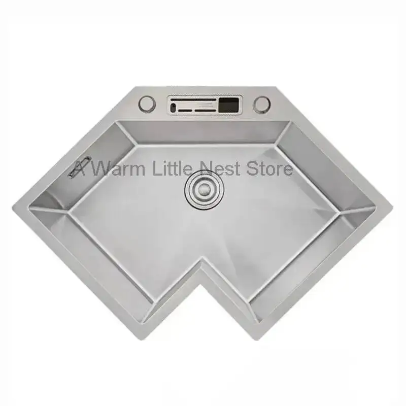 L-shaped Stainless Steel Corner Kitchen Sinks Nordic Small Apartment Special Washing Sink Large Single Sink Kitchen Accessories